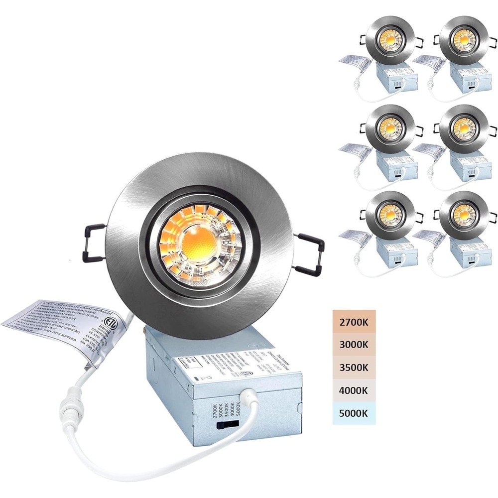POPANU 3" Gimbal LED Recessed Light 5CCT Dimmable Bronze 6 Pack 8W